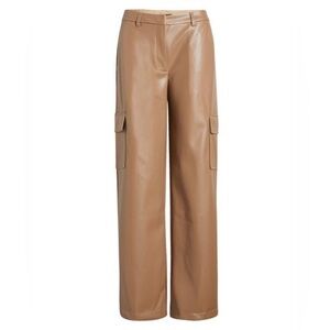 NWOT. Halogen Tan Cargo Pants faux leather
